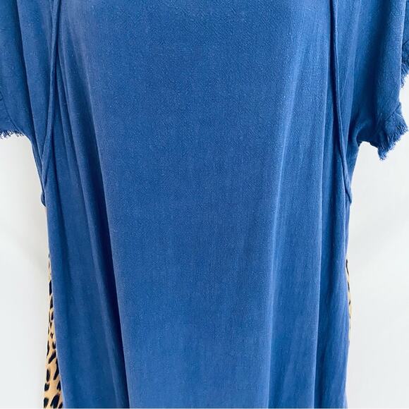 Blue and Leopard Print Women's Dress - Picture 3 of 10